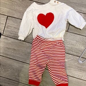 Cat & Jack White and Red Heart Matching Set